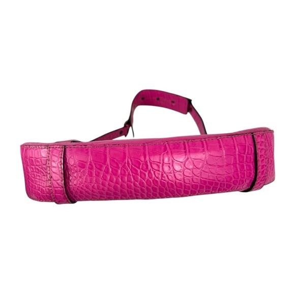 Guess Vintage Women's Mini Shoulder Bag Y2K Pink Croc Embossed Retro Barbiecore - Picture 8 of 16